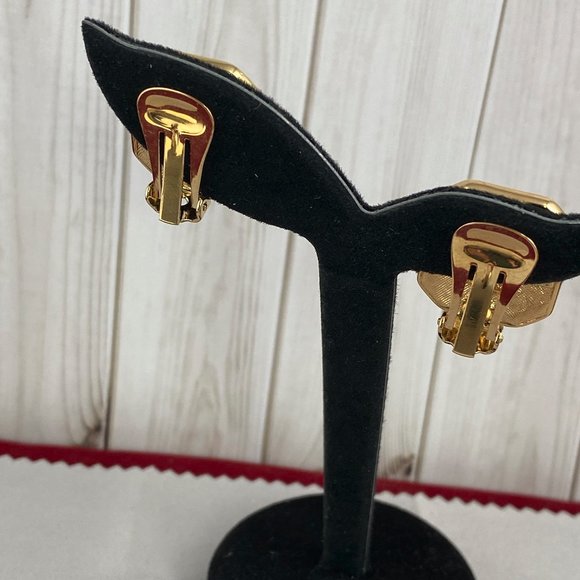 Vintage Michaela Frey Willie Earrings Octagon Shape Enameled Geometric Design - Picture 3 of 4